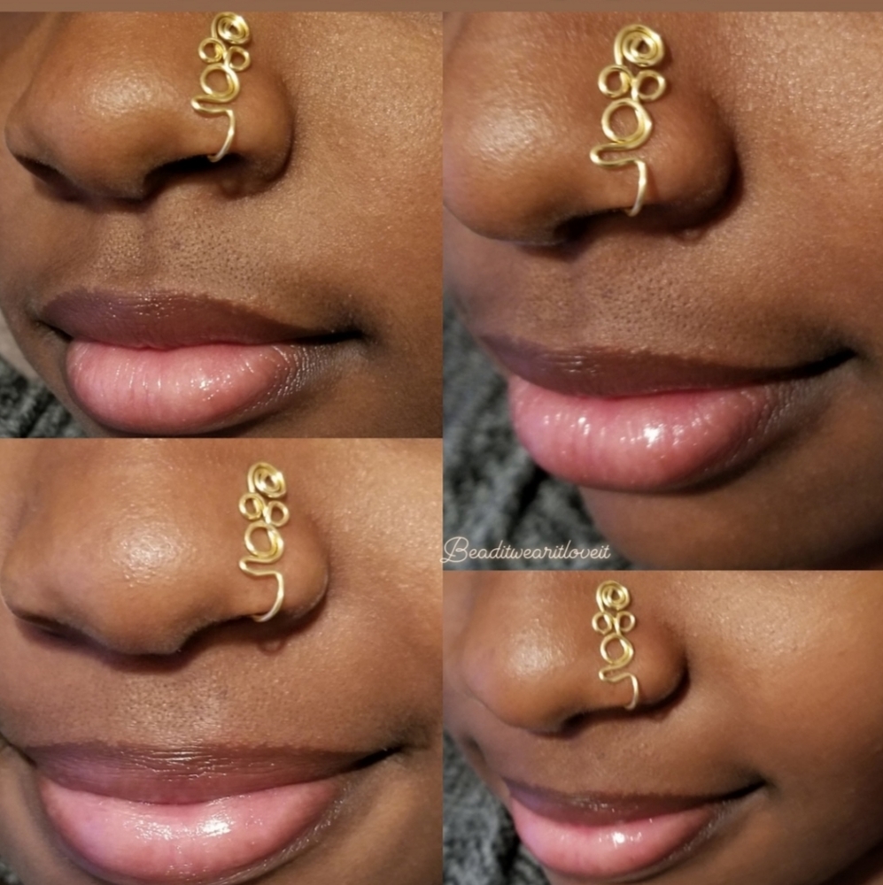 GOLD NOSE RING, FAUX NOSE SPECTRUM, STYLE #10